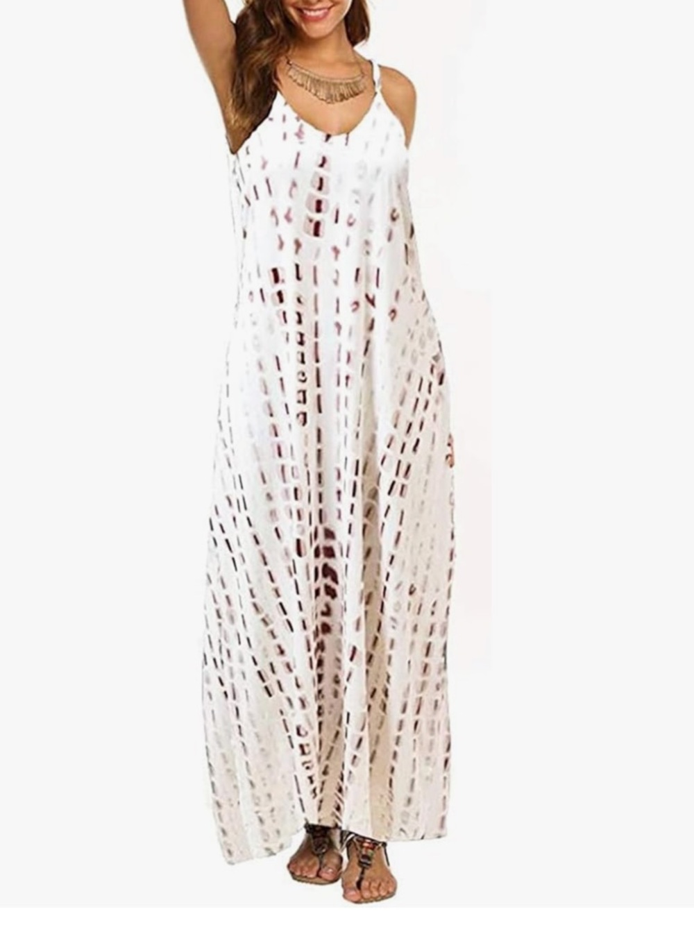 Ours Summer Long Maxi Dress Spaghetti Strap Casual Size Small with Pockets Beach